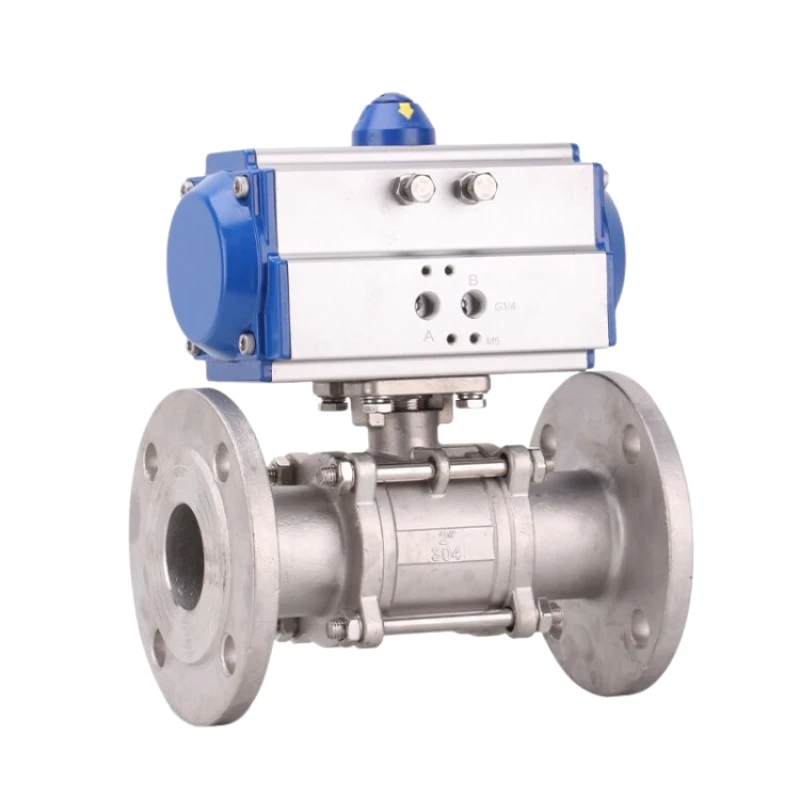 3 Piece Pneumatic Actuated Flanged Ball Valve HEARKEN